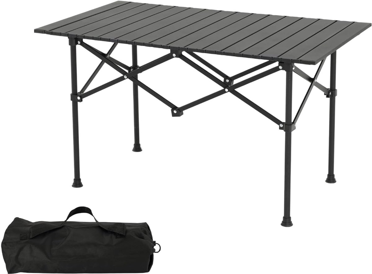 SnelShoppen - Campingtafel Opvouwbaar Klaptafel 96x56x50 cm - Inklapbare Tafel met Oprolbaar Tafelblad - Vouwtafel met Draagtas voor Camping, Picknick
