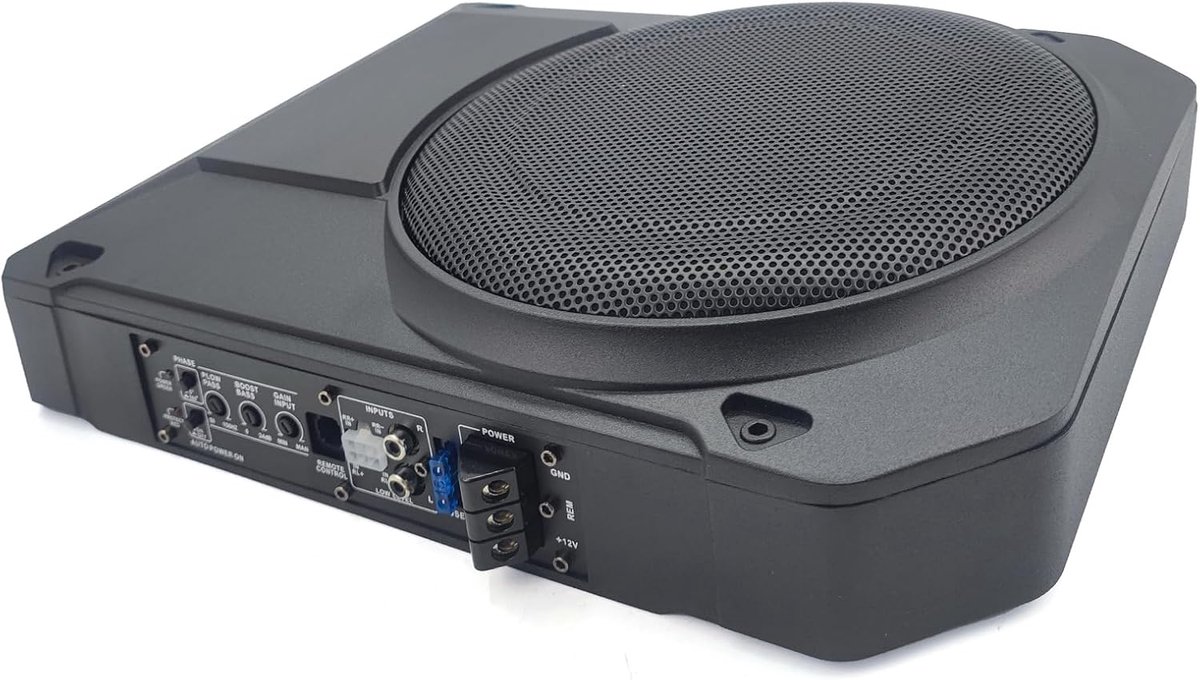 SnelShoppen - Ultra-dunne Subwoofer 800 W, 10 inch, Kabelgebonden, 2,5 Ohm, Diepe Bas voor Auto/Vrachtwagen, Ruimtebesparend, Instelbare Basverhoging