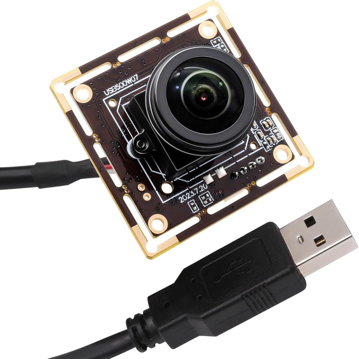 SnelShoppen - 5MP USB Camera Module met M12 Fisheye Lens - Ultra Wide-Angle 200° Webcam voor PC, Laptop, Jetson Nano - IMX335 Low Light Beveiligingsca