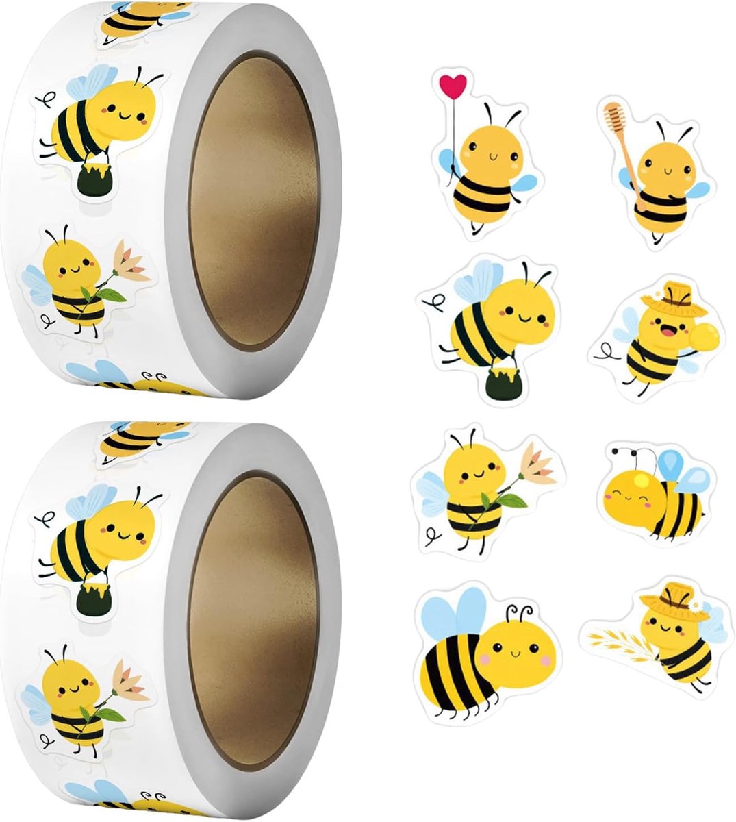 Bijenstickers 1000 stuks - Schattige diestickers - Waterdicht vinyl - Perfect voor beloningen - ShopVlot