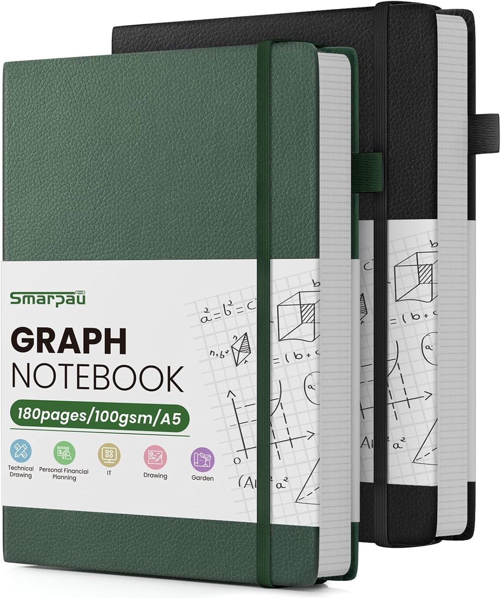 Notitieboek A5 - Hardcover geruit - 180 vellen premium papier - Perfect voor aantekeningen - ShopVlot