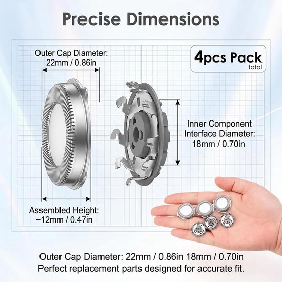SH50 scheerkop, vervanging compatibel met Philips serie, 3000 2000 1000 elektrisch scheerapparaat, accessoires S1020 S1050 S1060 AT8xx AT7xx PT8xx PT7xx precisiescheerkoppen 3 stuks voor mannen — afbeelding 2
