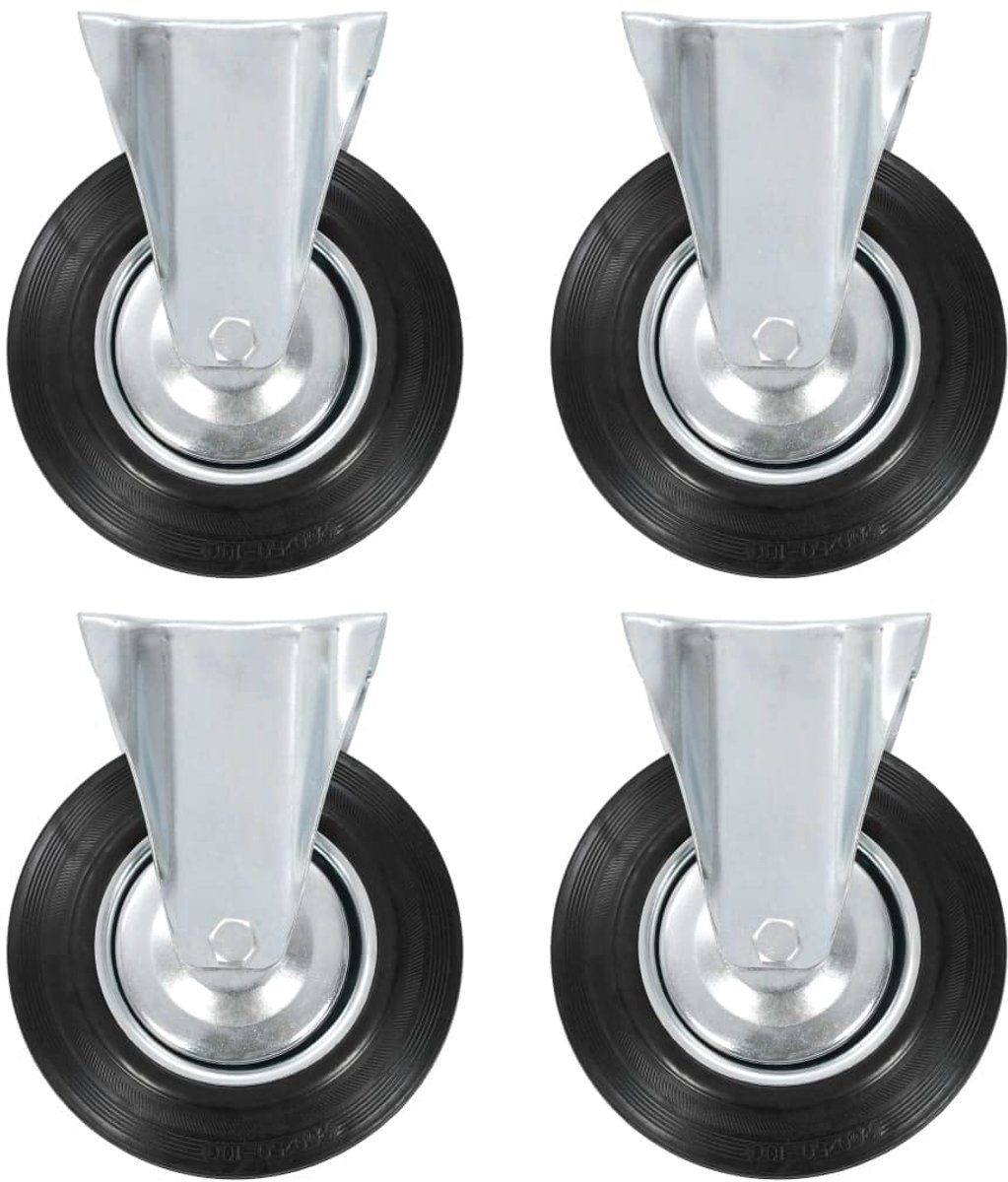 4 x bokkenwielen, transportwielen, meubelwielen, zware belasting, zwenkwielen, meubelrol, industriële rol, 200 mm, rubber, ijzer, maximale belastbaarheid: 180 kg (per rol)