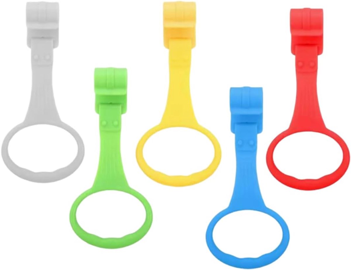 5 stuks babyringen met veiligheidsclip, kleurrijke ringen om op te staan, compatibel met box, wieg en box