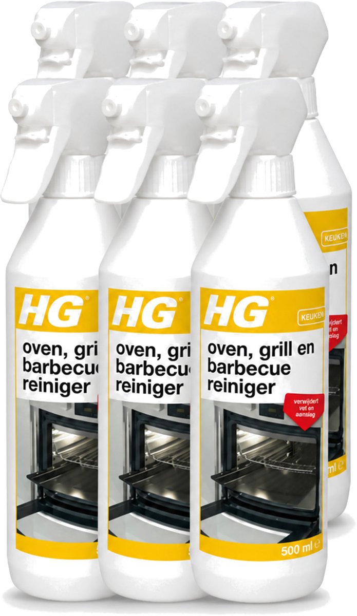 6 x HG - Oven, Grill & Barbecuereiniger - Actief Krachtschuim - 500 ml - Voordeelverpakking - 6 stuks