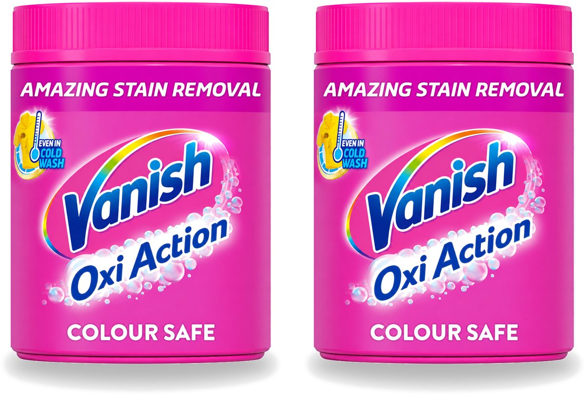 2 x Vanish Oxi Action Pink - Vlekkenverwijderaar - Wasbooster - Zonder Bleek - 1.12 Kg - Voordeelverpakking - 2 stuks
