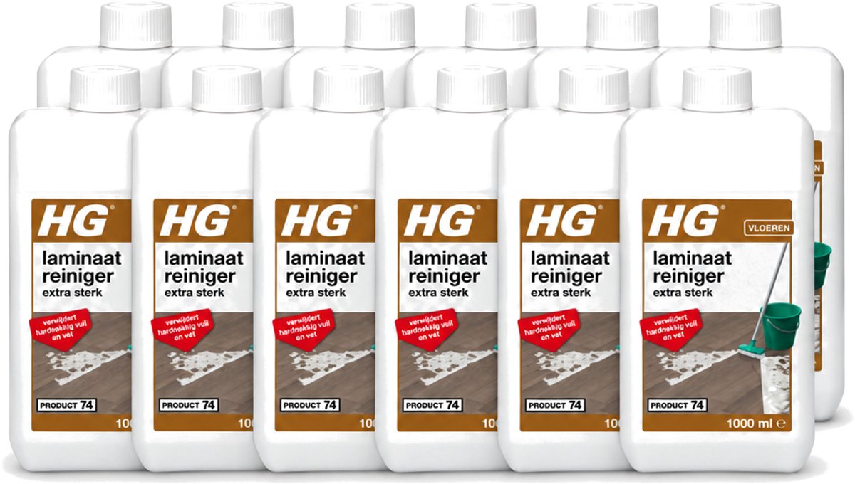 12 x HG - Laminaat, Vinyl & PVC Reiniger - Extra Sterk - Verwijdert Hardnekkig Vuil & Vet - 1L - Voordeelverpakking - 12 stuks