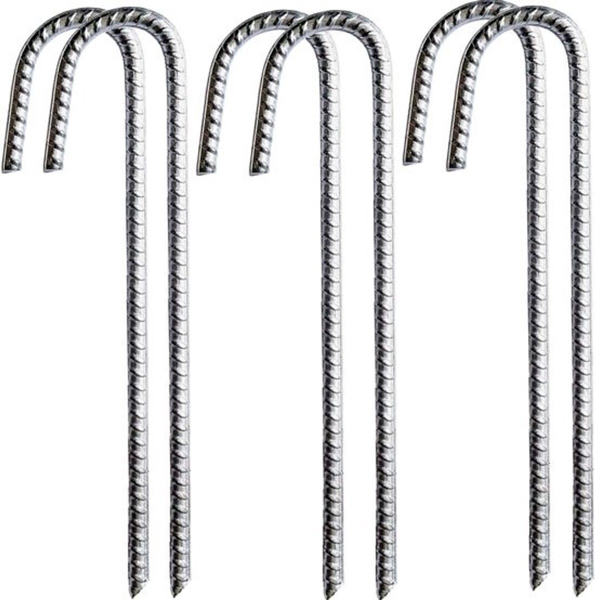 Gegalvaniseerde metalen grondharingen 6 x 30 cm voor tenten en trampolines