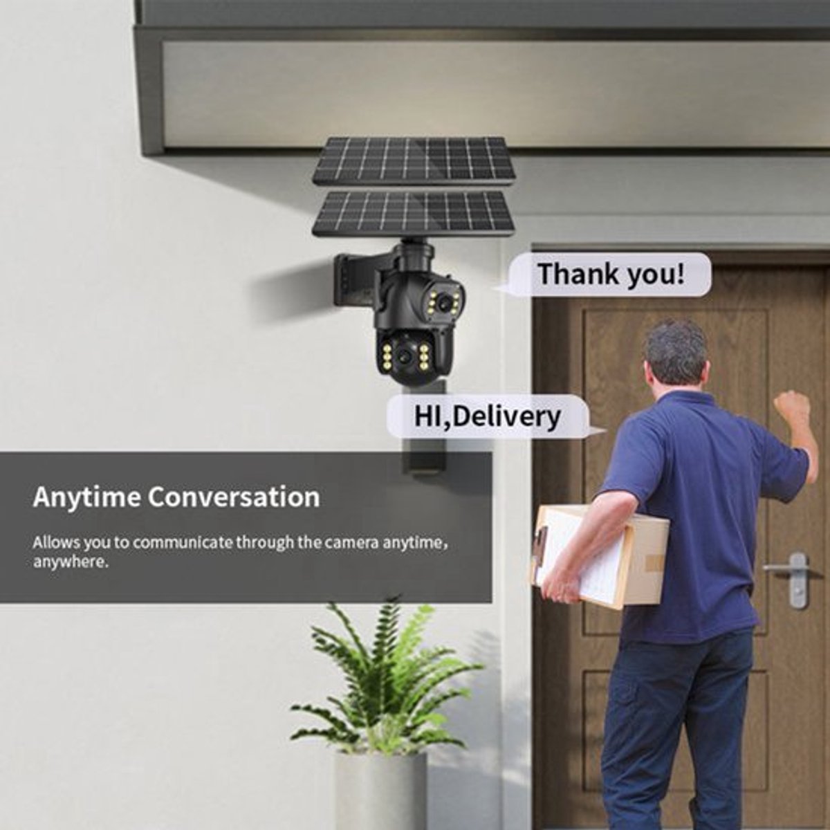 Beveiligingscamera Zonne-energie - 8MP 4K Resolutie - Outdoor Dual Lens - Bewegingssensor - PTZ Camera