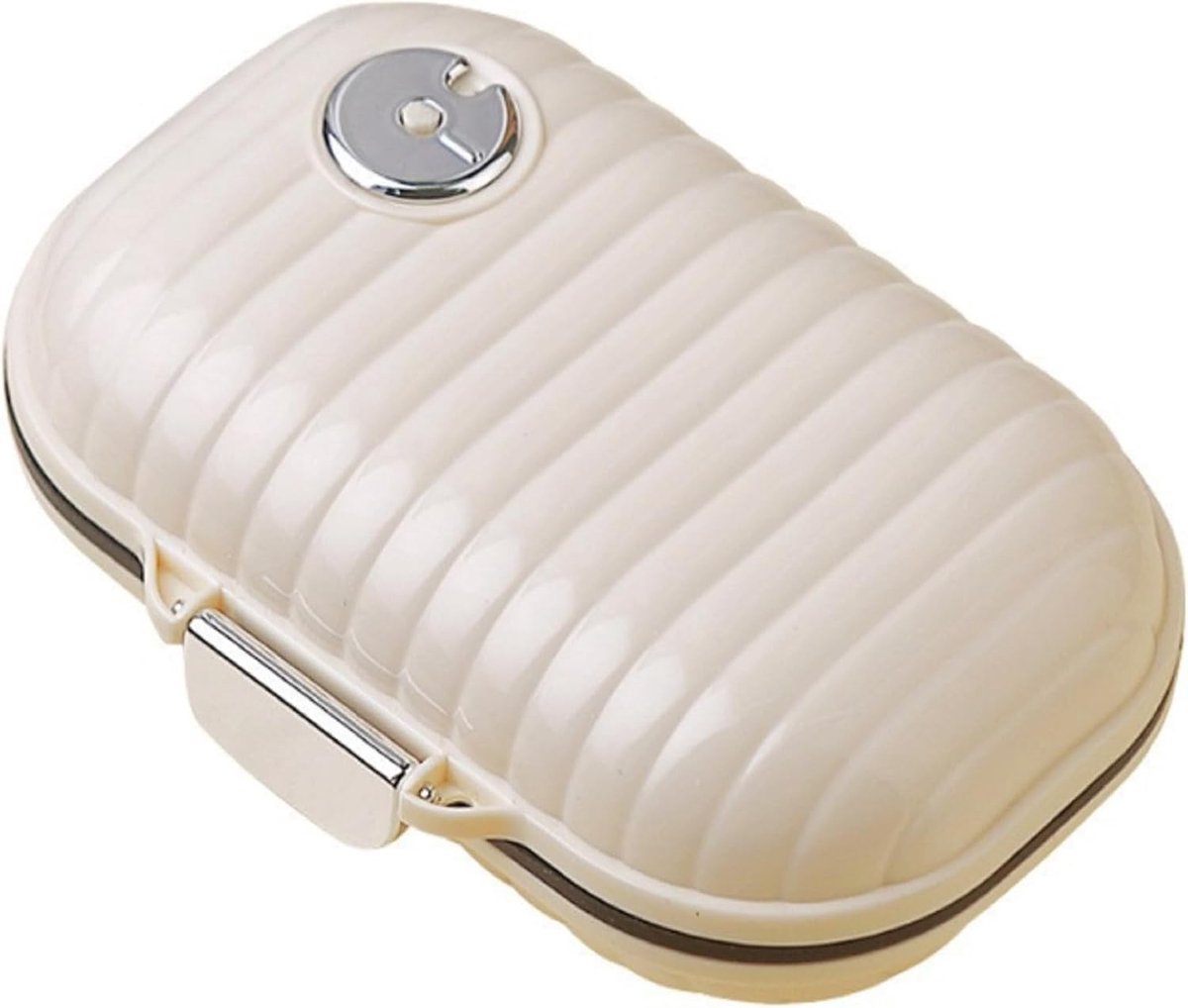 Kleine pillendoos met 7 vakken voor dagelijks gebruik, ideaal voor reizen en camping, handige pillenorganizer met draaiknop