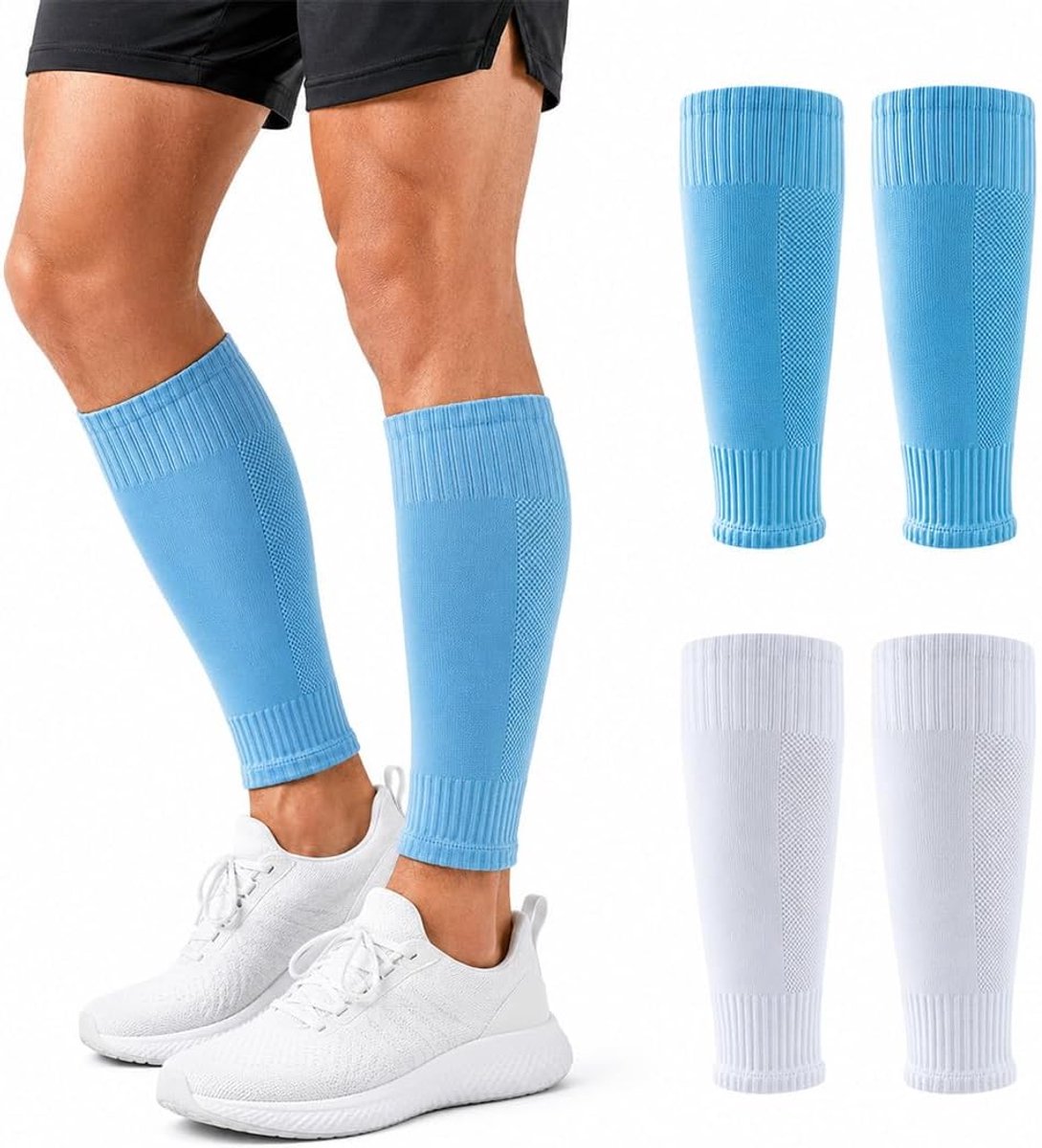 Sokken voor volwassenen, ademend, mesh, elastisch, eenheidsmaat, wit/blauw, polyester, voor training en spel