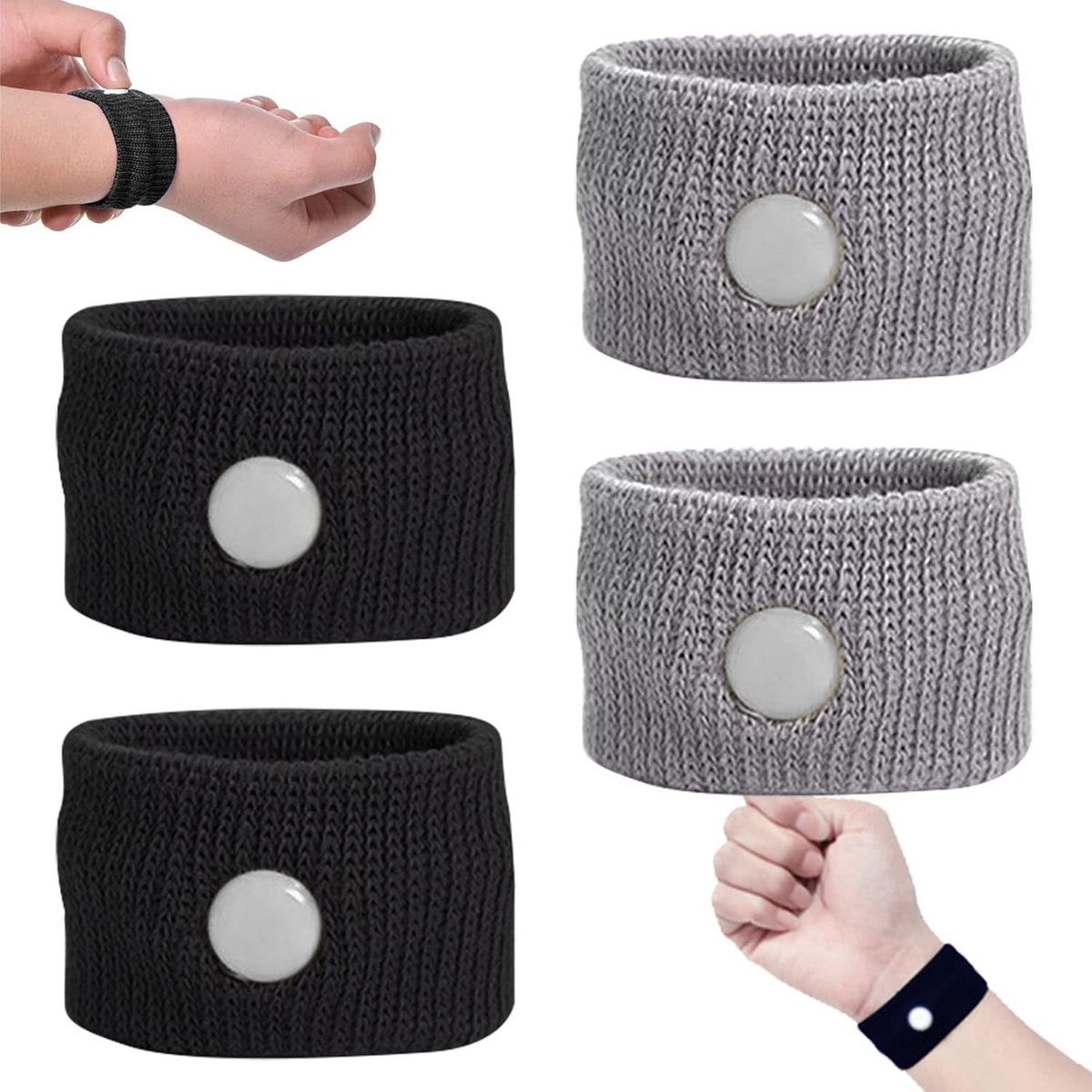 Anti-ziektearmbanden voor kinderen en volwassenen, 2 paar reisarmbanden, voor duizeligheid, zwangerschap, vlucht, misselijkheid, zonder bijwerkingen, ideaal voor kinderen, volwassenen, vakantie en reizen