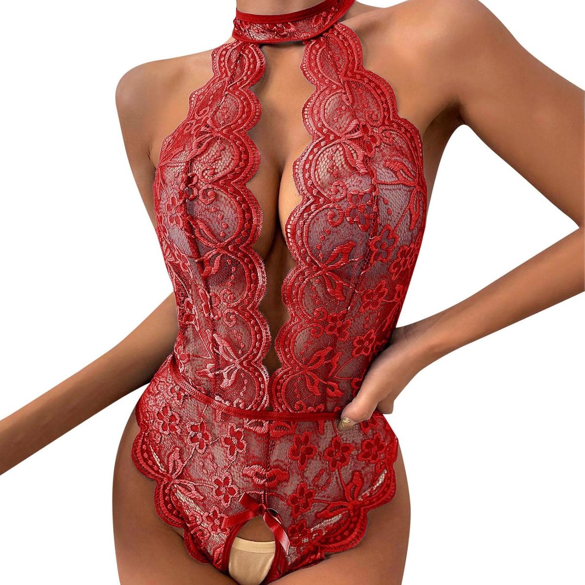 Lingerieset kant satijn babydoll transparant grote maat dames body transparant zonder beugel charme nachtkleding A272