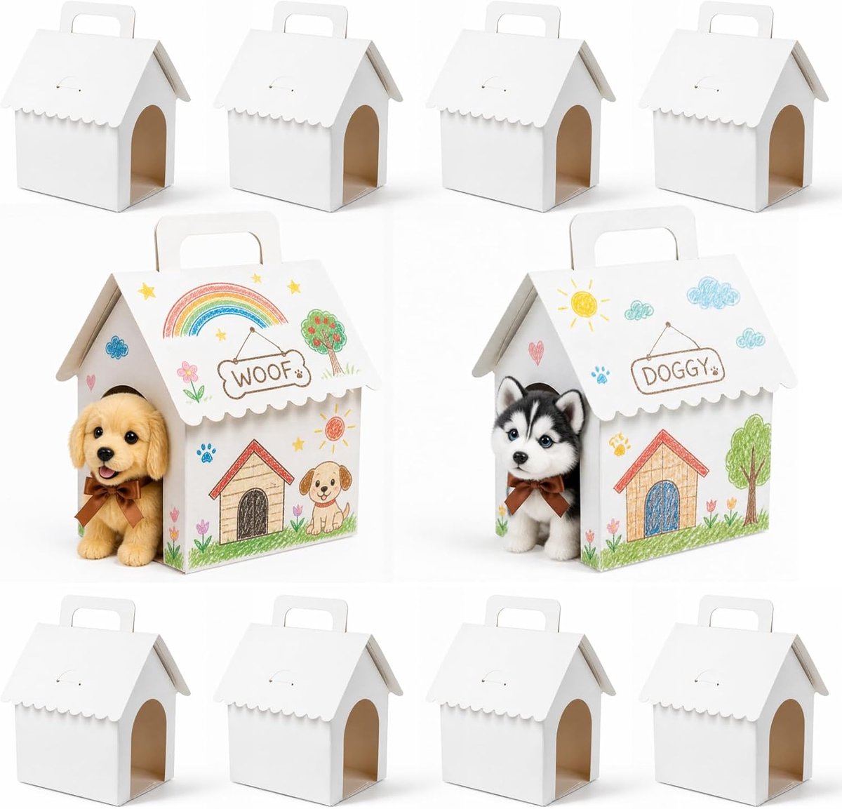10 stuks puppy party geschenkdozen hondenhok karton huisvorm wit