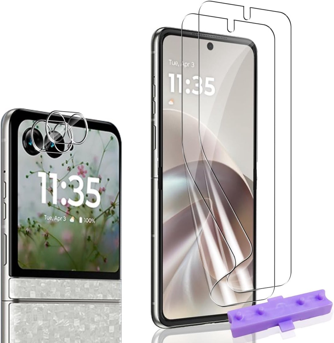 Beschermfolie voor Motorola Razr 70 2 stuks en camerabescherming 2 stuks, HD luchtbelvrij, krasbestendig, zachte TPU-folie, pantserfolie voor Motorola Razr 70 (geen pantserglas beschermglas)