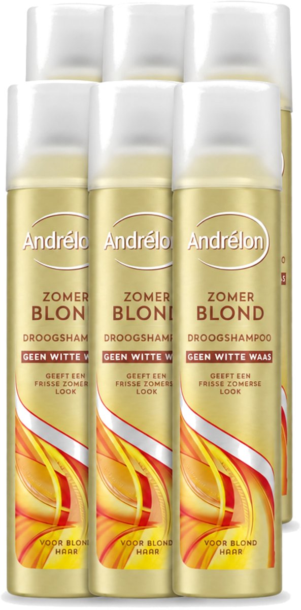 6 x Andrélon - Zomerblond - Droogshampoo - Voor Blond Haar - 245 ml - Voordeelverpakking - 6 stuks