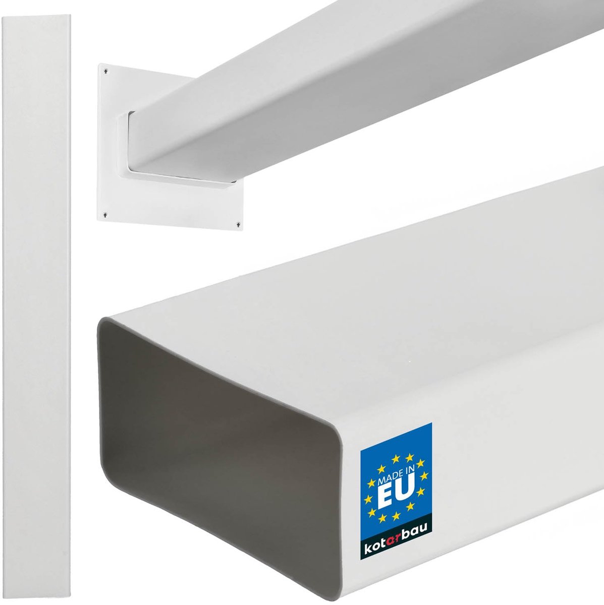 KOTARBAU® Plat Kanaal - Vlakkanaal 120 x 60 mm - Plat Luchtkanaal 100 cm Rechthoekig Ventilatiekanaal - Plat Kanaal - Ventilatiekanaal - Ventilatiebuis - Kabelgoot voor Kabels - Wit