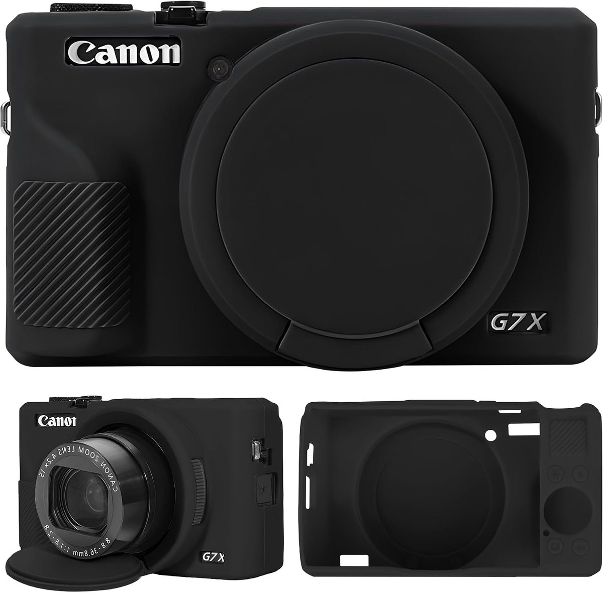 siliconenhoes voor Canon Powershot G7 X Mark III - zwart - perfecte pasvorm - beschermt je camera - ShopVlot