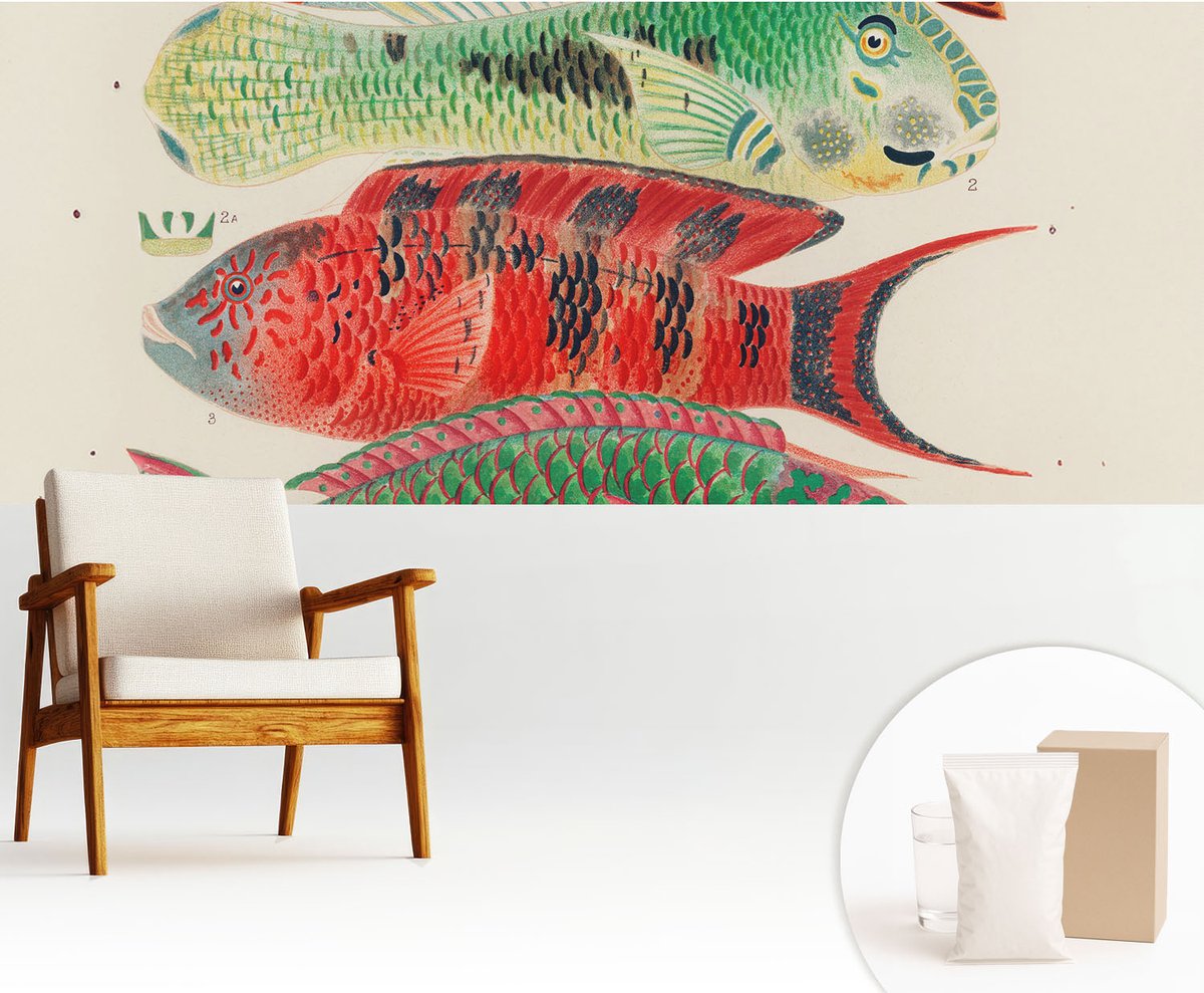Wallfluent Fotobehang - Groente Vliesbehang - 250x104 cm - Exotische Vissen Muurschildering - Gang behang Dieren - Fotobehang Vlies - Gang behang
