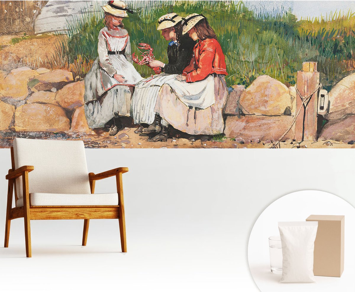 Wallfluent Fotobehang - Zwart Vliesbehang - 250x104 cm - Zomervakantie Fotobehang Vlies - Woonkamer behang Mensen - Muurschildering - Woonkamer behang