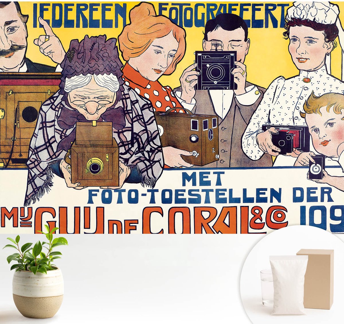 Wallfluent Fotobehang - Wit Vliesbehang - 104x70 cm - Passie Voor Fotografie Muurschildering - Slaapkamer behang Mensen - Fotobehang Vlies - Slaapkamer behang