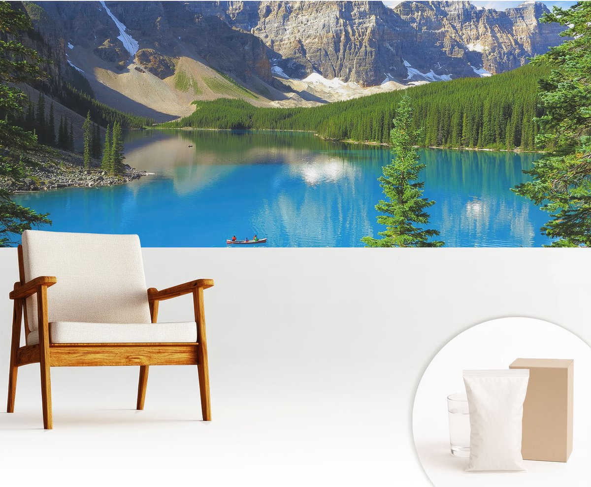 Wallfluent Fotobehang - Blauw Vliesbehang - 250x104 cm - Bergmeer Muurschildering - Gang behang Landschappen - Fotobehang Vlies - Slaapkamer behang