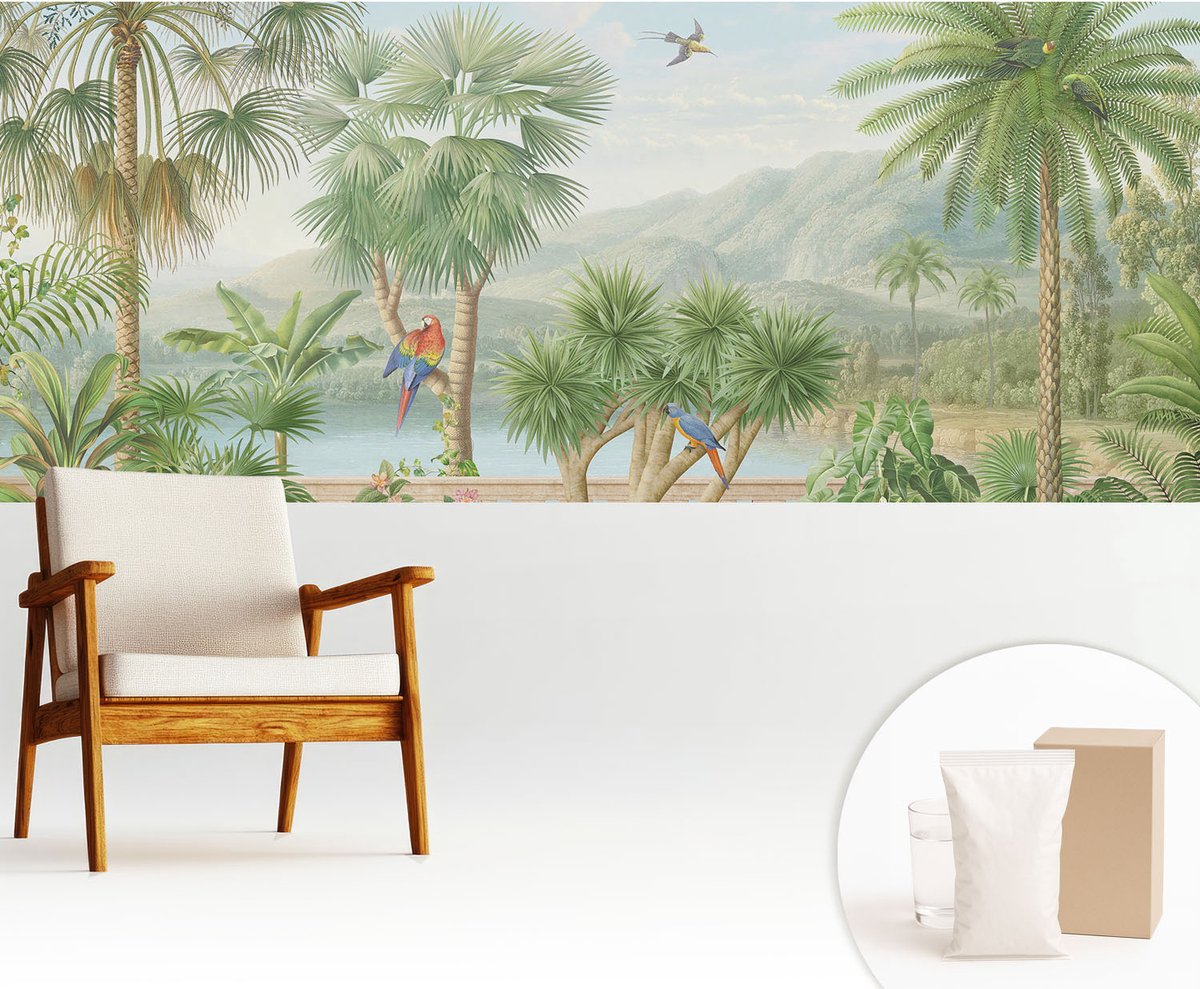 Wallfluent Fotobehang - Groente Vliesbehang - 250x104 cm - Exotisch Landschap Fotobehang Vlies - Hal behang Landschappen - Muurschildering - Hal behang