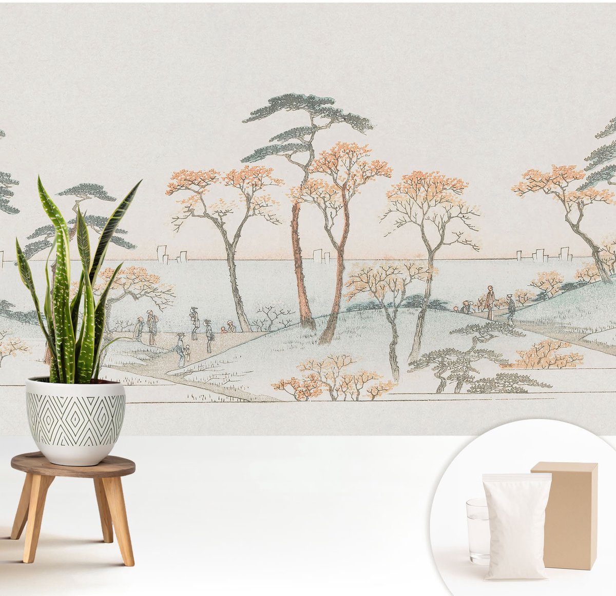 Wallfluent Fotobehang - Wit Vliesbehang - 208x146 cm - Vreedzaam Landschap Muurschildering - Slaapkamer behang Landschappen - Fotobehang Vlies - Slaapkamer behang