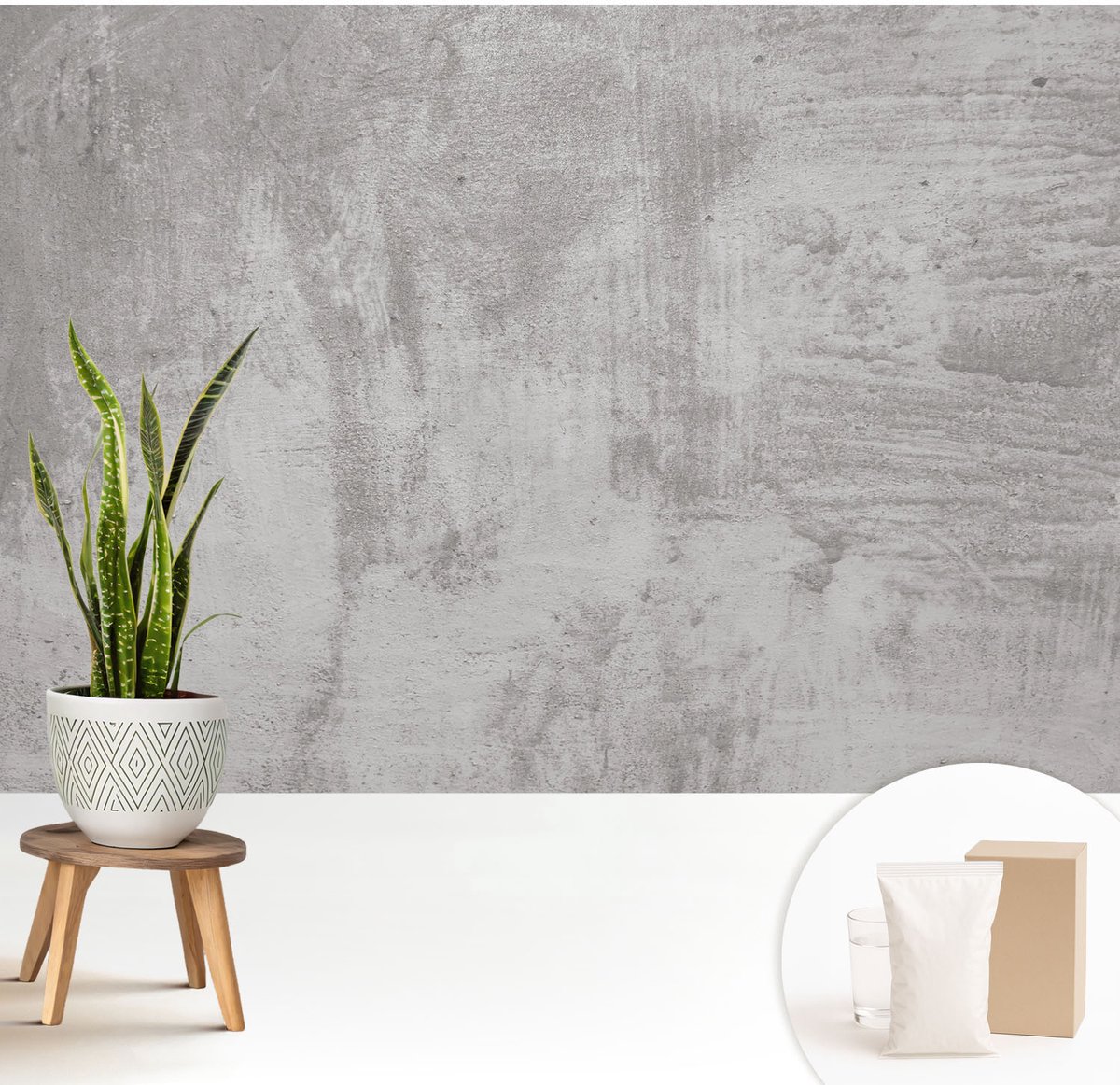 Wallfluent Fotobehang - Grijs Vliesbehang - 208x146 cm - Ruw Beton Fotobehang Vlies - Woonkamer behang Texturen - Muurschildering - Woonkamer behang