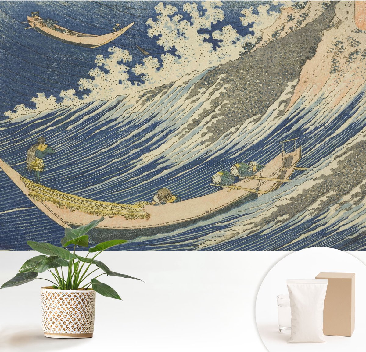 Wallfluent Fotobehang - Blauw Vliesbehang - 152x104 cm - Zeegolven Fotobehang Vlies - Hal behang Deel - Muurschildering - Woonkamer behang