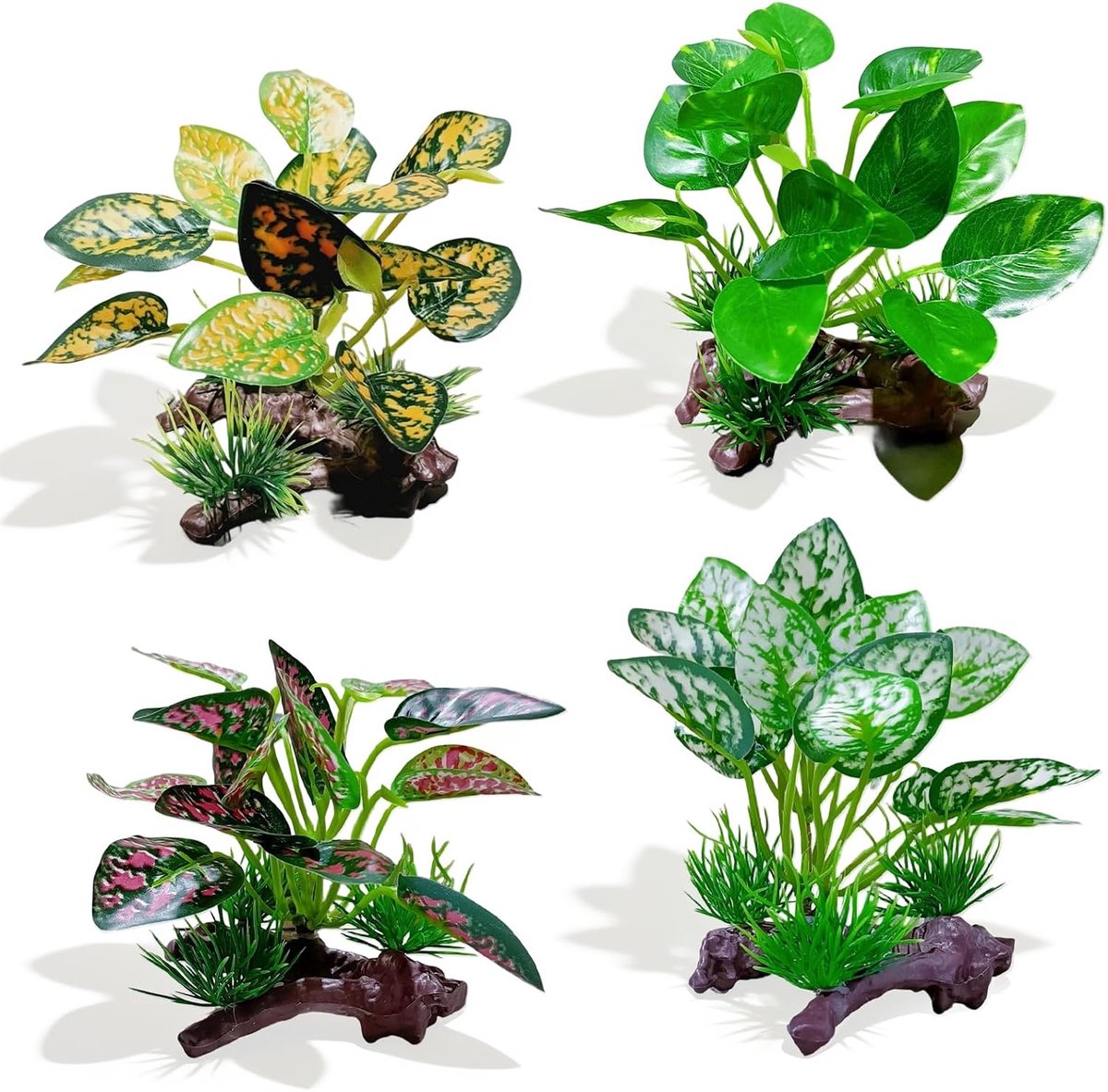 4 stuks waterplanten, aquariumdecoratie, aquariumplanten kunstplastic planten, kunstmatige aquariumplanten voor aquaria, visbak, gesimuleerde hydrocultuurplanten