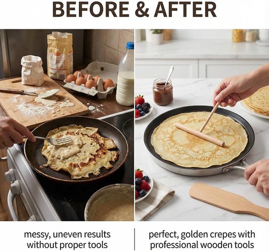 Pannenkoekenspatel, deegverdeler, hark en pannenkoekenverdeler, 2-delige set — afbeelding 3