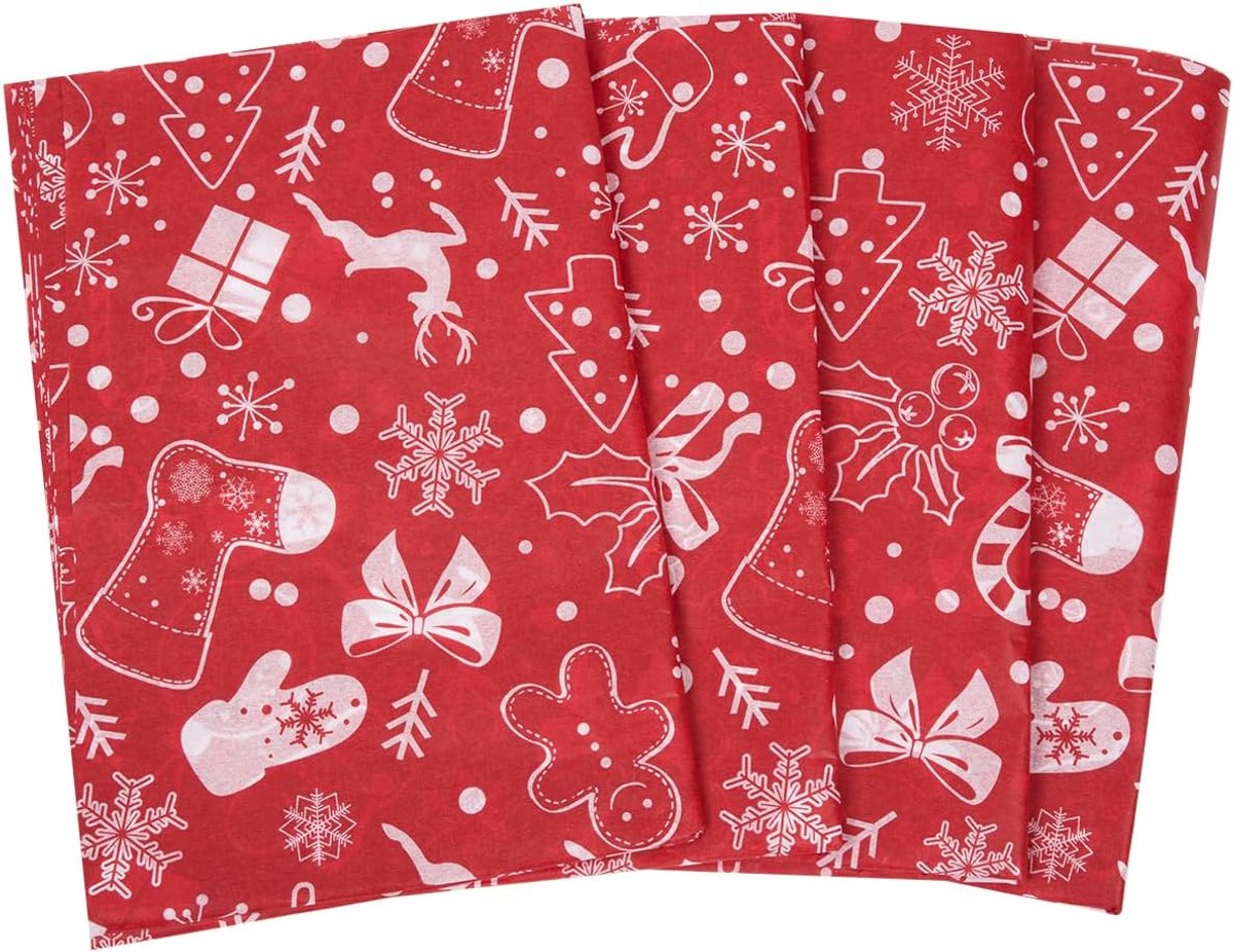 Kerstpapier voor cadeauverpakking: 50 vellen feestelijk rood vloeipapier 20x14 inch voor kerstknutselwerkjes