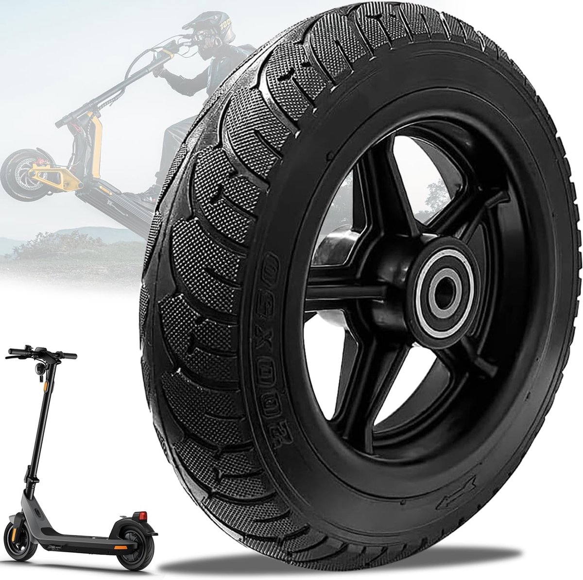 8 Inch E Scooter Banden Volle Voorwiel 200x50 Scooter Banden met Naaf Volledige Rubberen Banden voor E-Scooter Roller Banden Scooter Banden Reservewielen voor Scooter Antislip