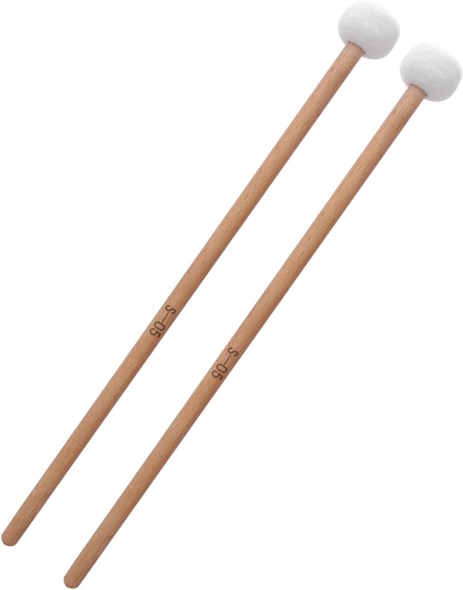 2 Stuks Drum Mallet, Wit Vilt Drum Beater Stick Percussie Drumsticks met Vilt Hoofd Timpani Mallet voor Bass Drum Muziekinstrument Accessoires