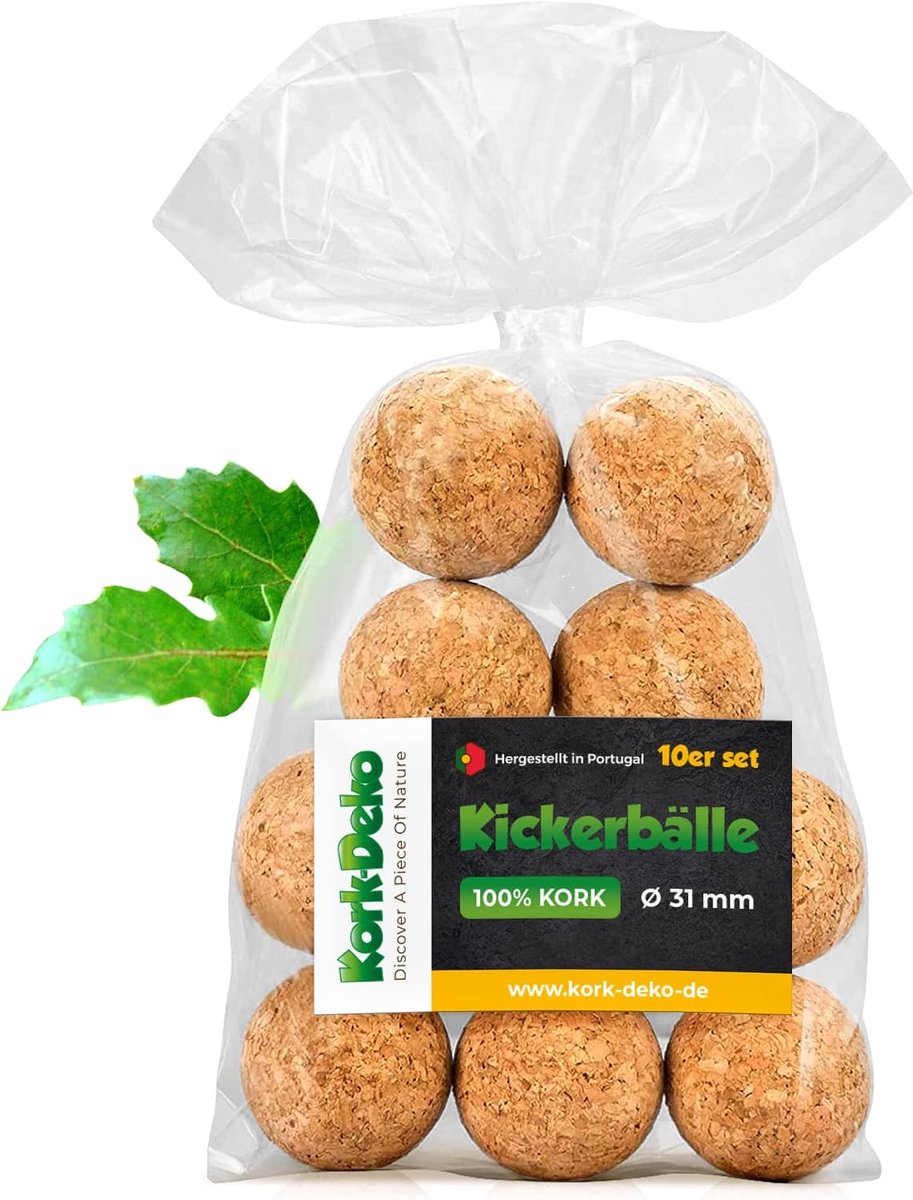 Pack of 10 Kicker Balls Kick Ball 31 - 35 mm Very Quiet Natural Cork Killer Balls Natural Table Football Kicker Ball - ShopVlot