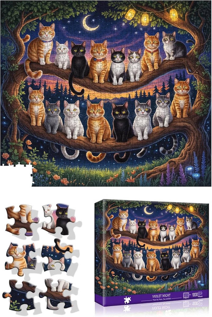 VAIIEYO Cat Puzzle with 1000 Pieces, Paper Jigsaw Puzzle 55 x 49cm, for Adults and Children from 14 Years, Challenging - ShopVlot