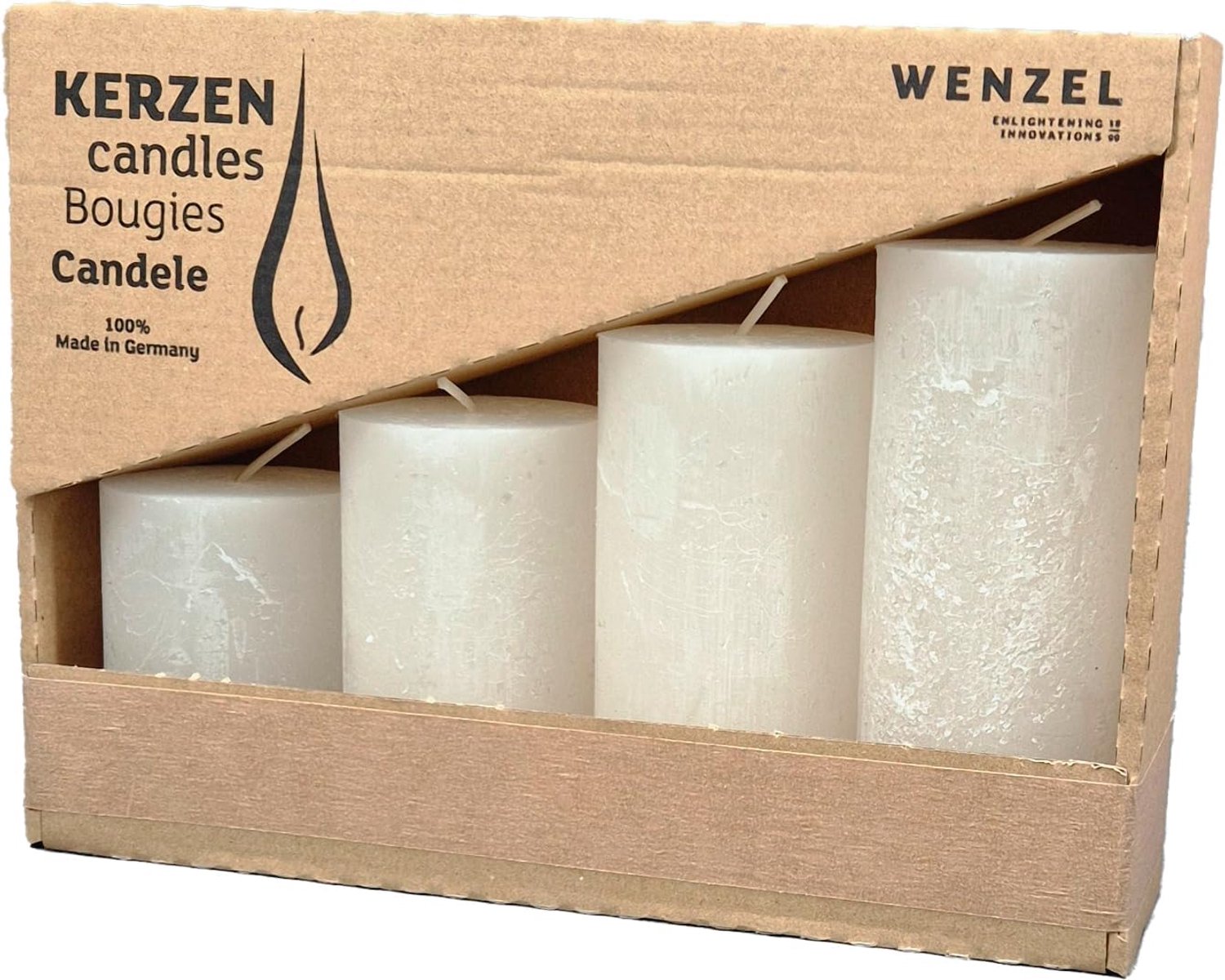 Adventskaarsen set van 4 - 8.0-14.0 cm wax - rustiek oppervlak - creëert gezellige sfeer - ServiceTopper