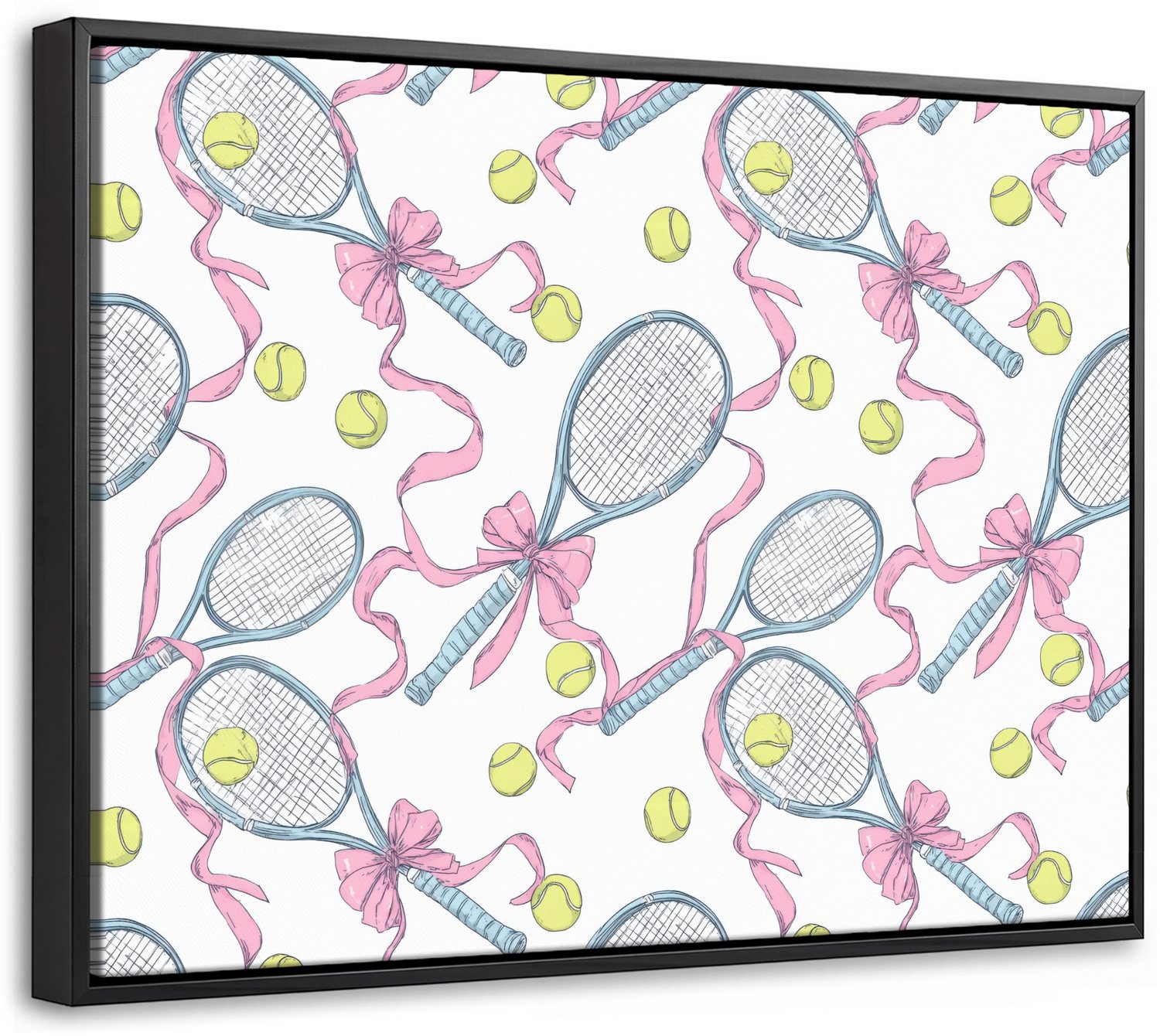 Canvas Schilderij met Baklijst 40x30cm - Tennis - Strikken - Kleurrijk - Muurdecoratie woonkamer - Slaapkamer decoratie - Kamer accessoires - Schilderijen op canvas met lijst