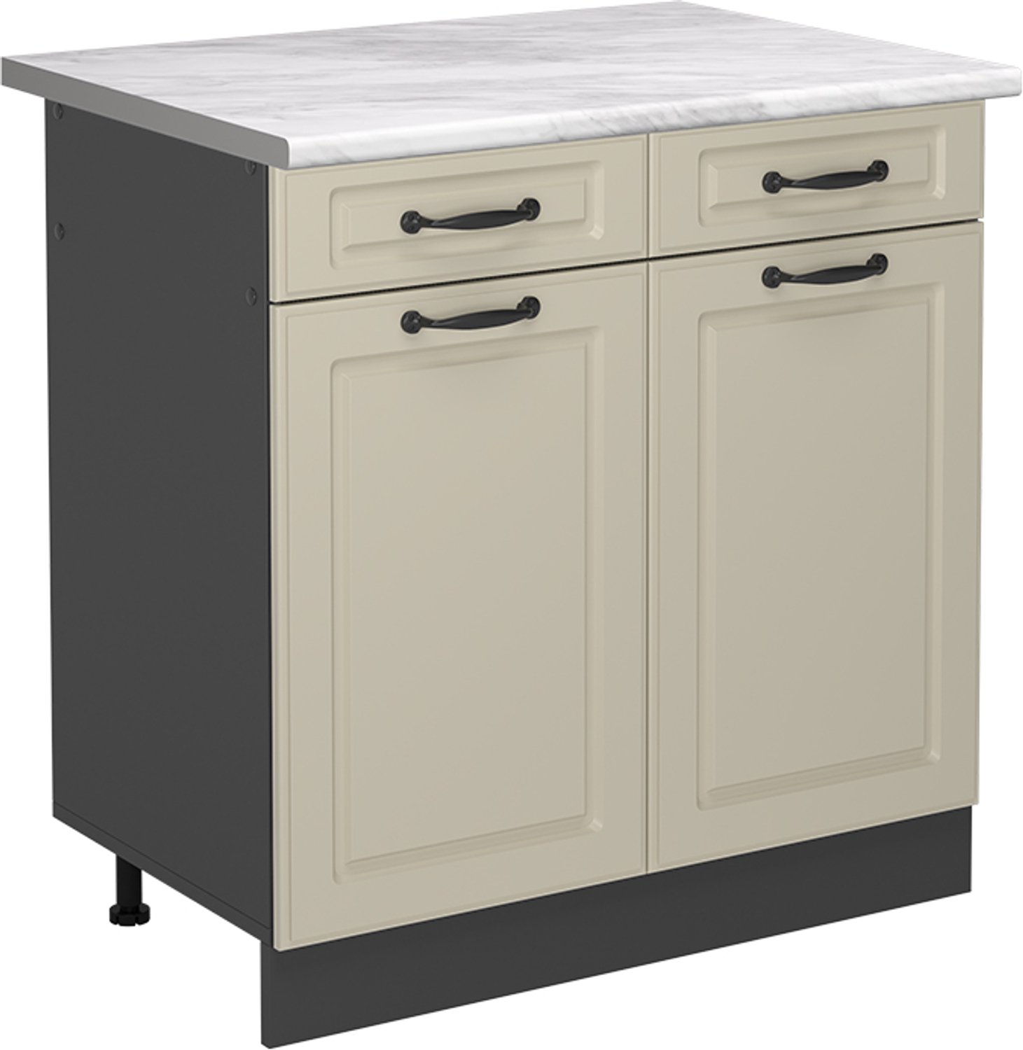 Vicco Keukenonderkast R-Line, Zand landelijk/Antraciet, 80 cm marmer werkblad