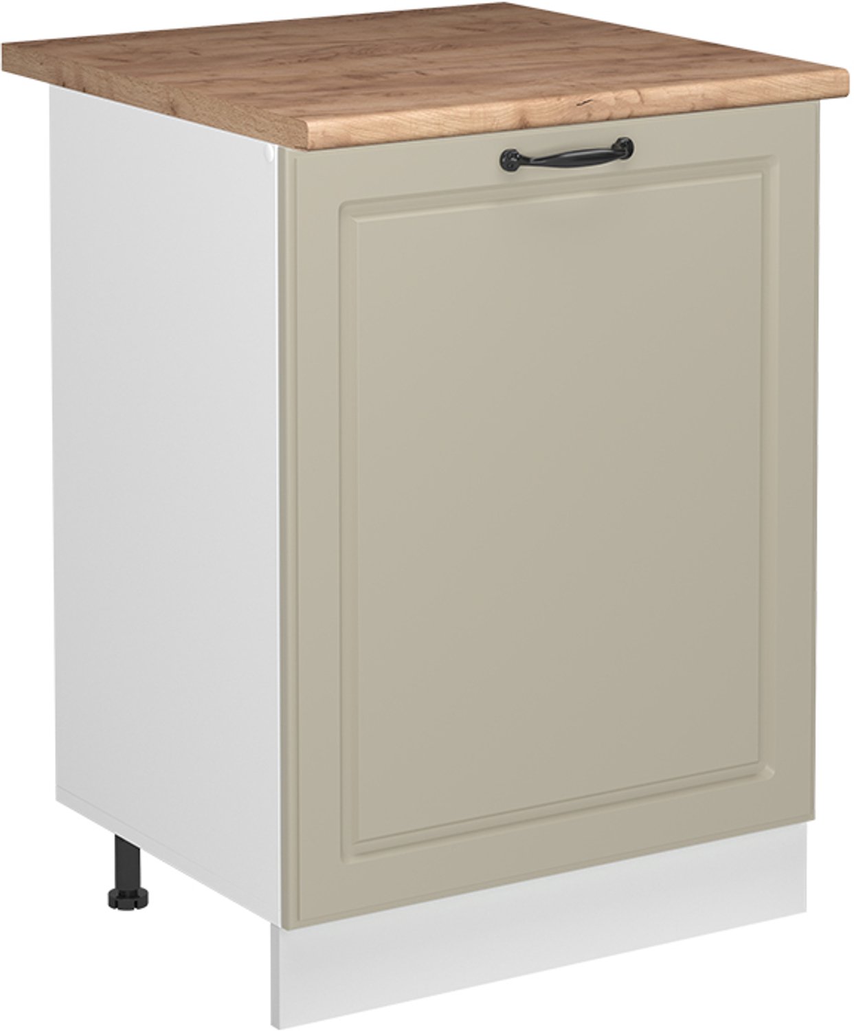 Vicco Keukenonderkast R-Line, Zand landelijk/Wit, 60 cm met 1 deur goudkleurig eiken werkblad