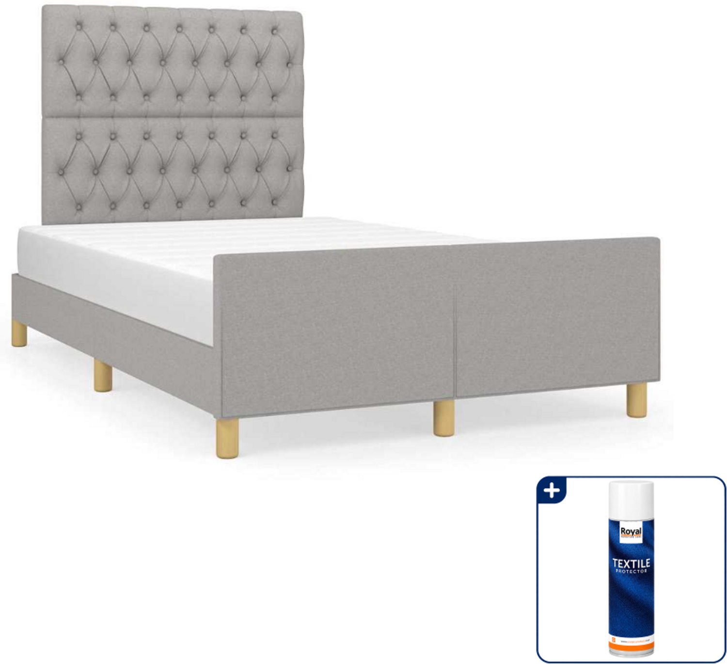 vidaXL bedframe - 120 x 200 cm - stof - lichtgrijs - Inclusief textielbeschermer 500 ml