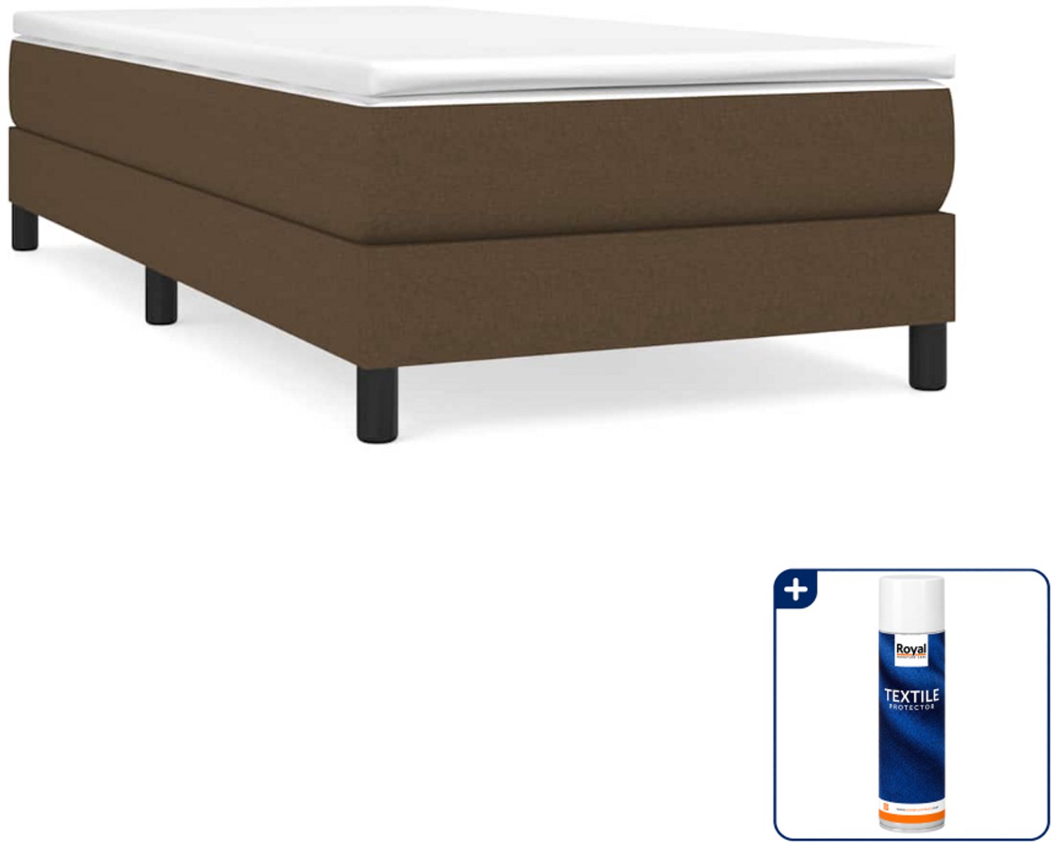 vidaXL boxspring bed - 80 x 200 cm - donkerbruin - Inclusief textielbeschermer 500 ml Zwart