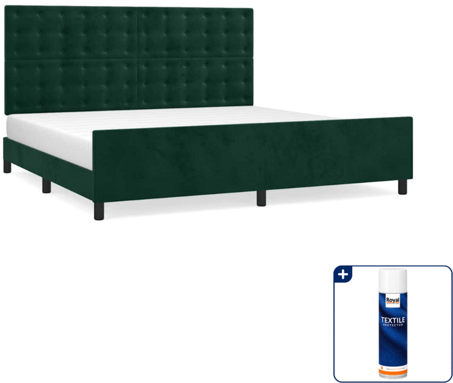 vidaXL bedframe - 200 x 200 cm - fluweel - donkergroen - Inclusief textielbeschermer 500 ml