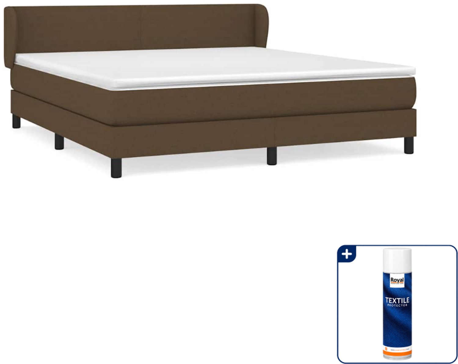 vidaXL Queensize boxspring met matras - 160 x 200 cm - donkerbruin - Inclusief textielbeschermer 500 ml