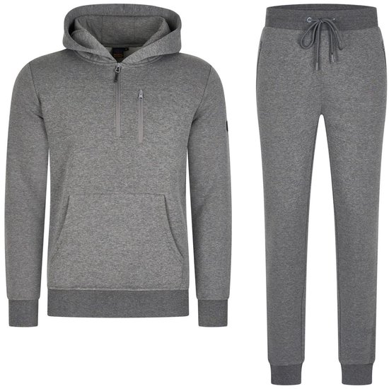 Grijs Mario Russo trainingspak met hoodie met halve rits en bijpassende joggingbroek.