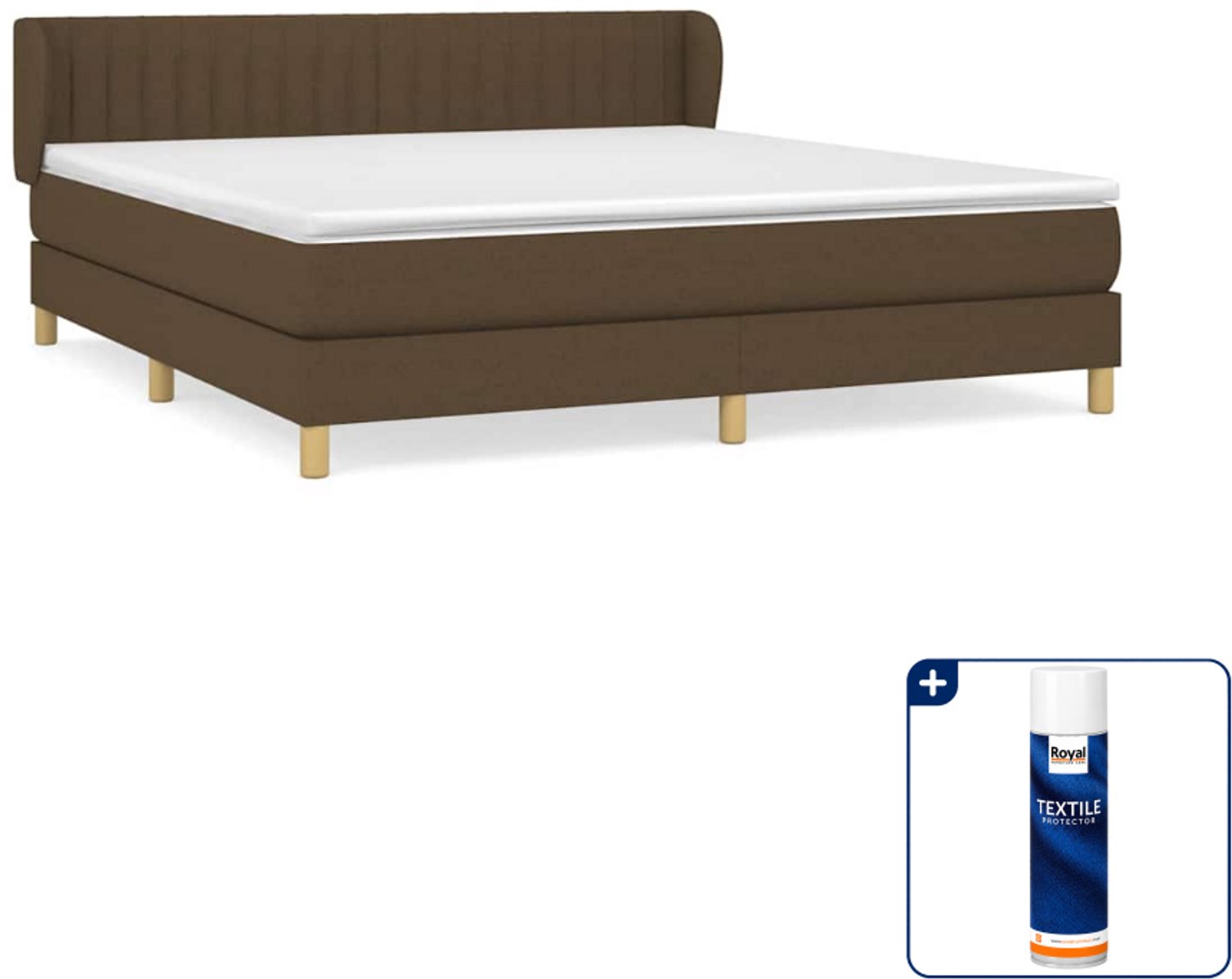 vidaXL boxspring Queensize - 160 x 200 cm - donkerbruin - Inclusief textielbeschermer 500 ml