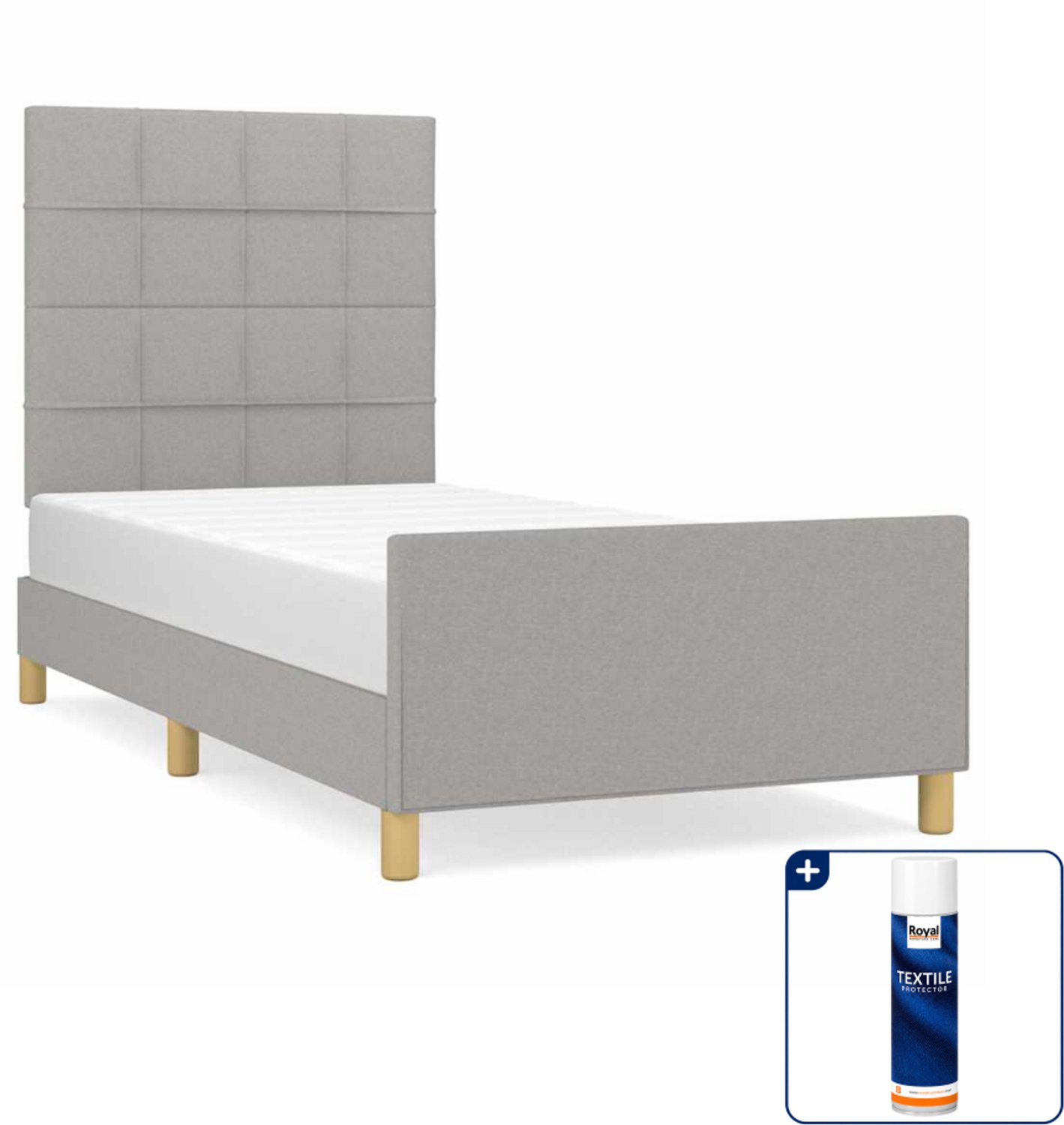vidaXL Bedframe - 80 x 200 cm - stof - lichtgrijs - Inclusief textielbeschermer 500 ml Groen