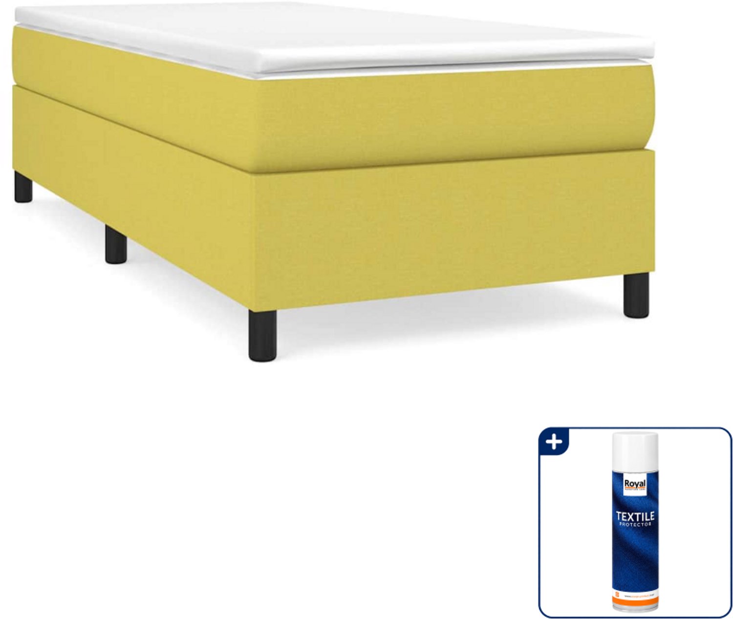 vidaXL boxspring bed - 90 x 190 cm - stof - groen - Inclusief textielbeschermer 500 ml Crème
