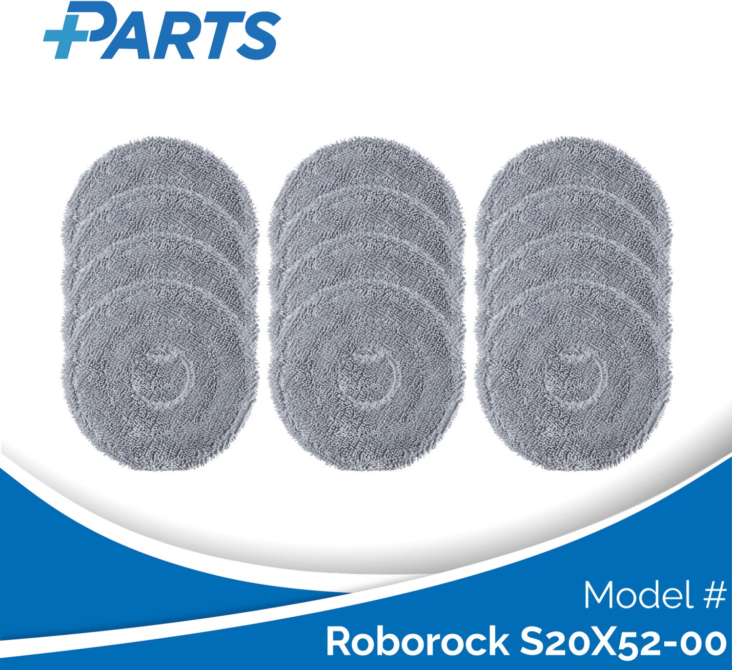 Plus.Parts Roborock S20X52-00 Dweilpads (12 Stuks, Plus.Parts® alternatief voor 8.02.0453) Overig